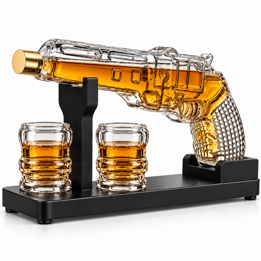 Pistol Whiskey Decanter Set with Shot Glasses
