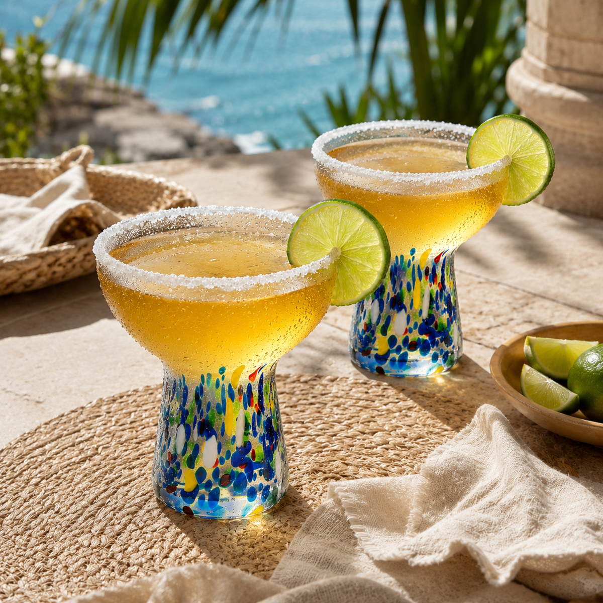 Confetti Stemless Margarita Glasses, 14 oz, Set of 2