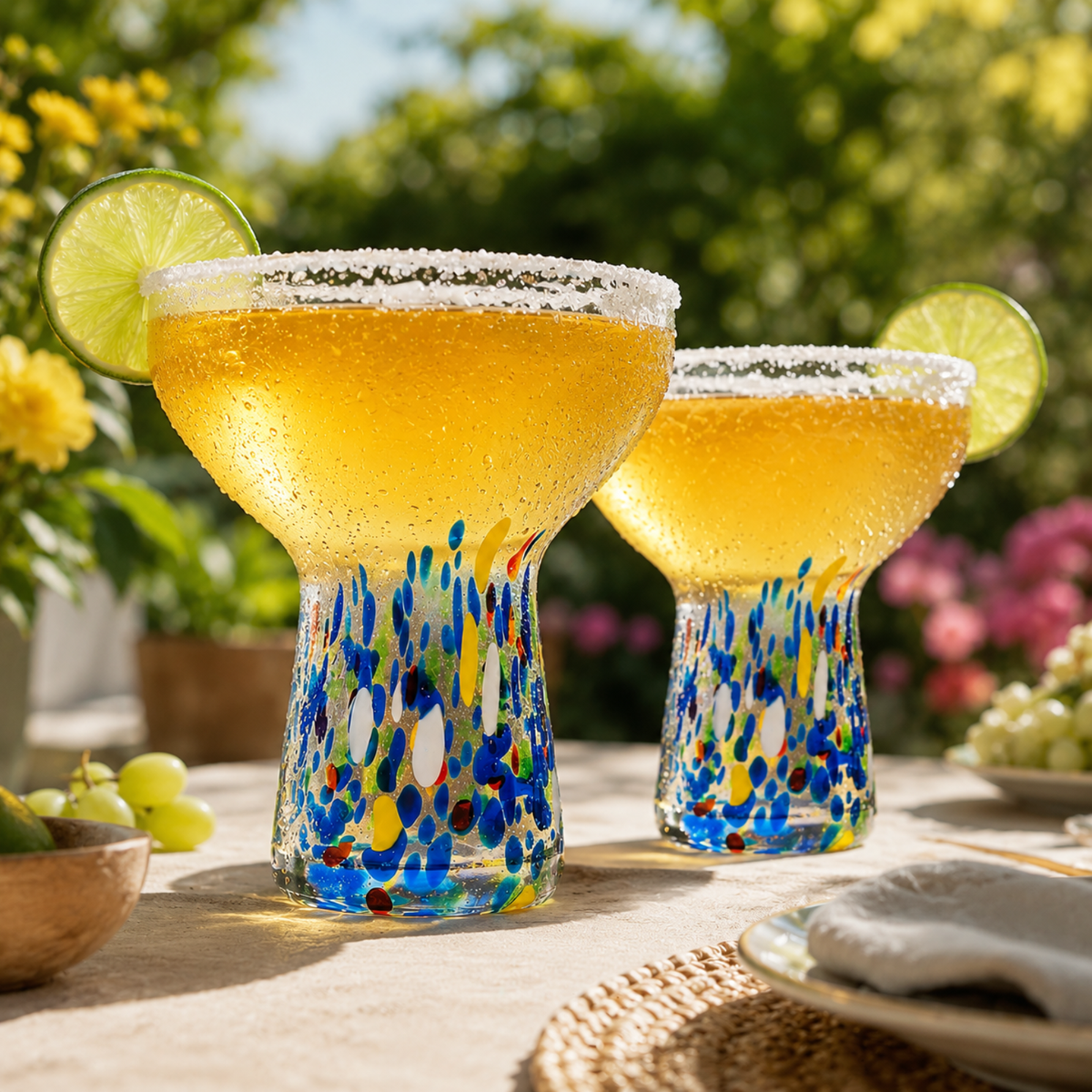 Confetti Stemless Margarita Glasses, 14 oz, Set of 2