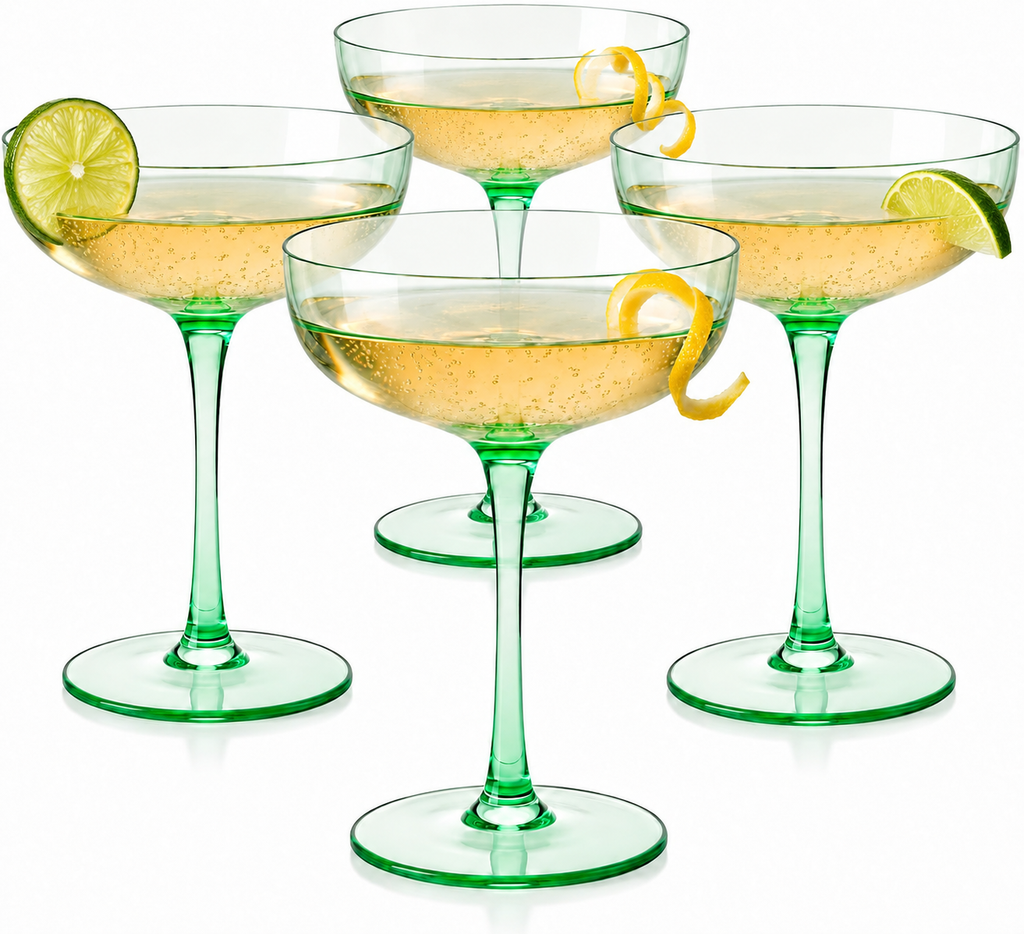 Colored Coupe Glasses, 7 oz, Set of 4