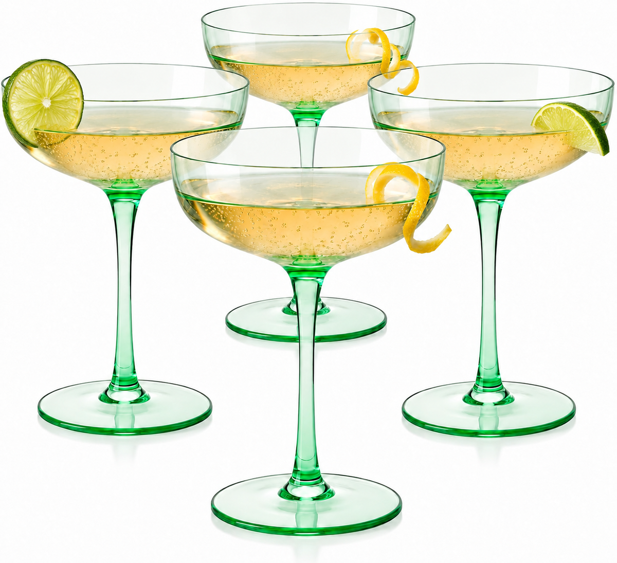 Colored Coupe Glasses, 7 oz, Set of 4