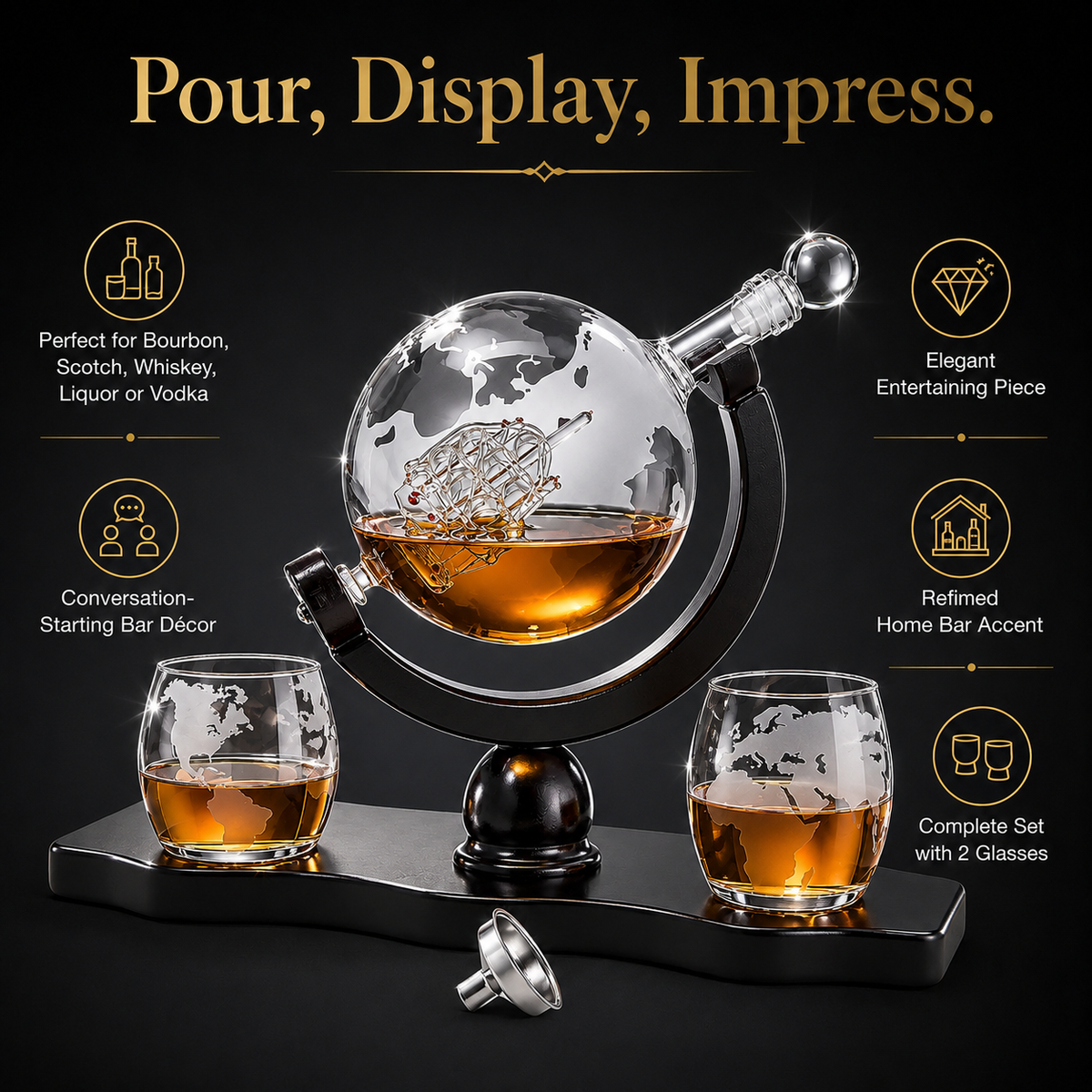 Airplane Whiskey Decanter Gift Set