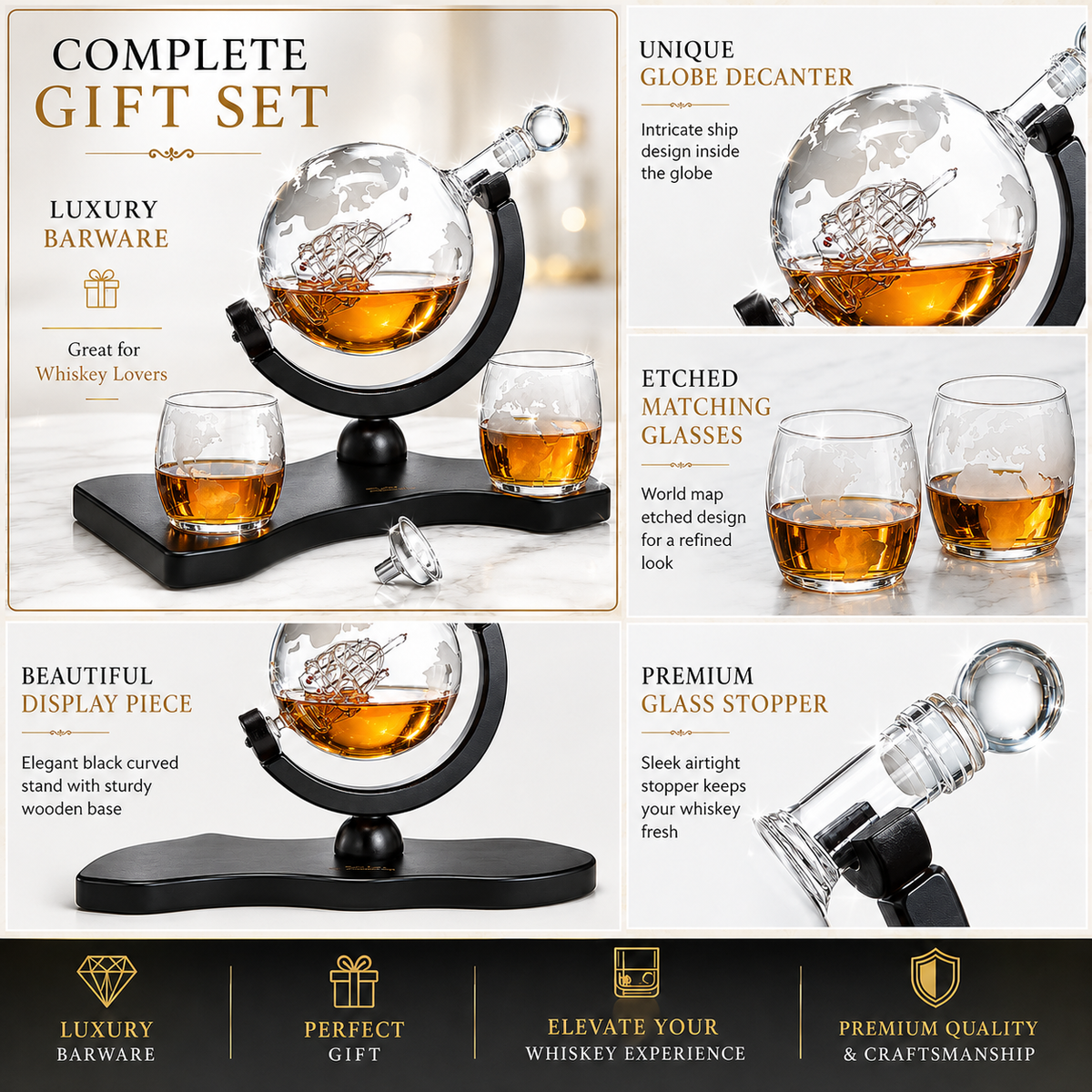 Airplane Whiskey Decanter Gift Set