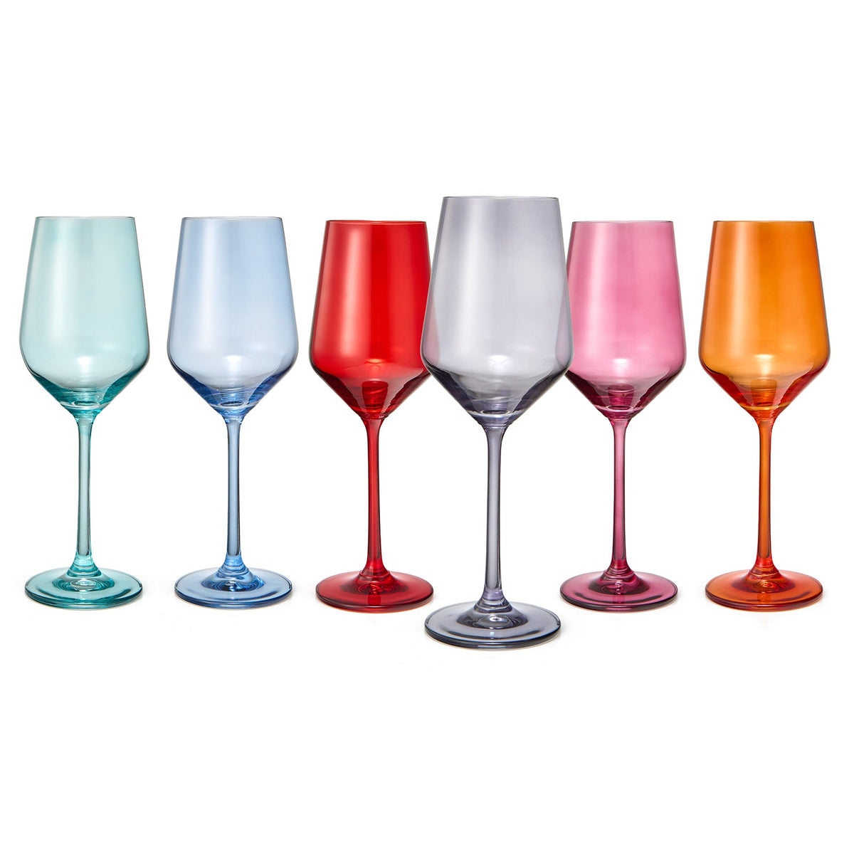 Colored Wine Glasses, Set of 6