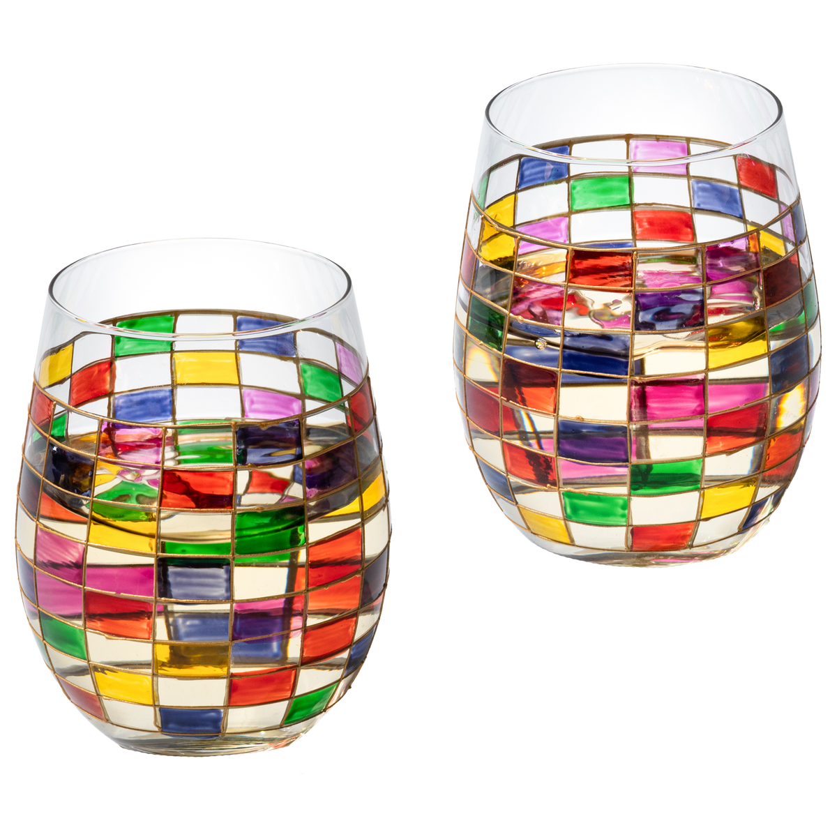 Renaissance Stained Wine Glasses, Set of 2