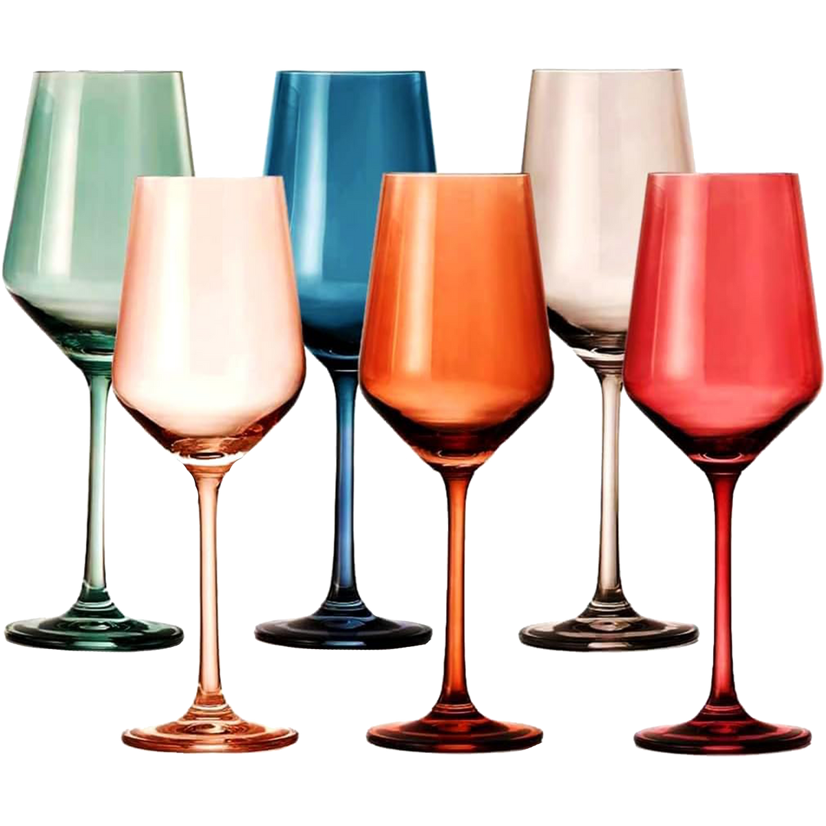 Colored Crystal Wine Glasses, 12 oz, Set of 6