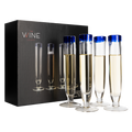Cobalt-Rim Champagne Flutes, Set of 4