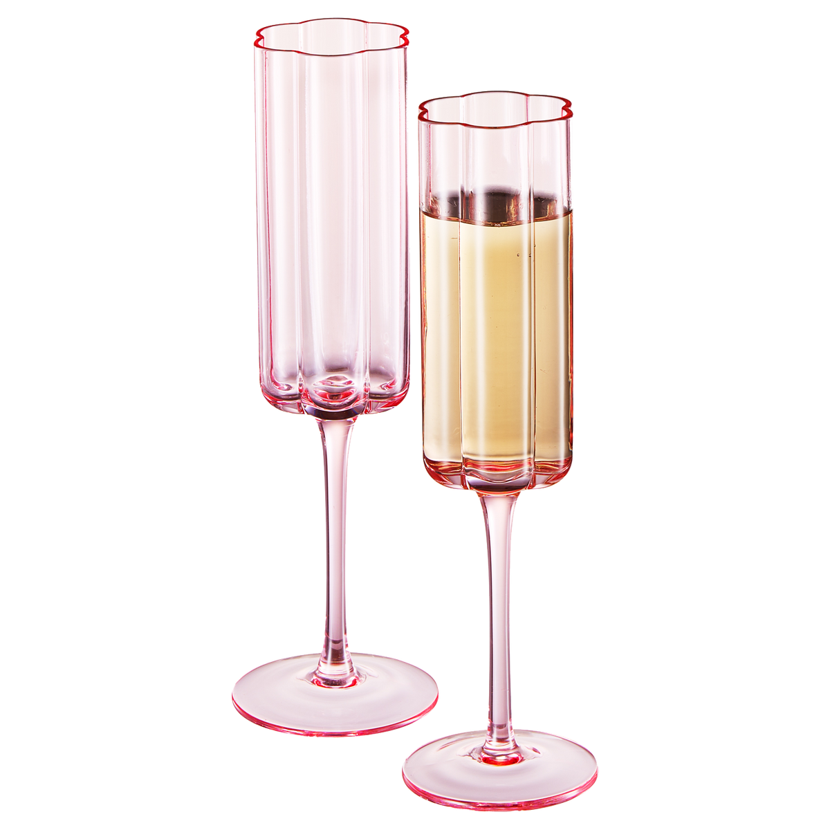 Flower Vintage Champagne Flutes, Set of 2