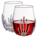 Stemless Skeleton Wine Glasses, 17 oz, Set of 2