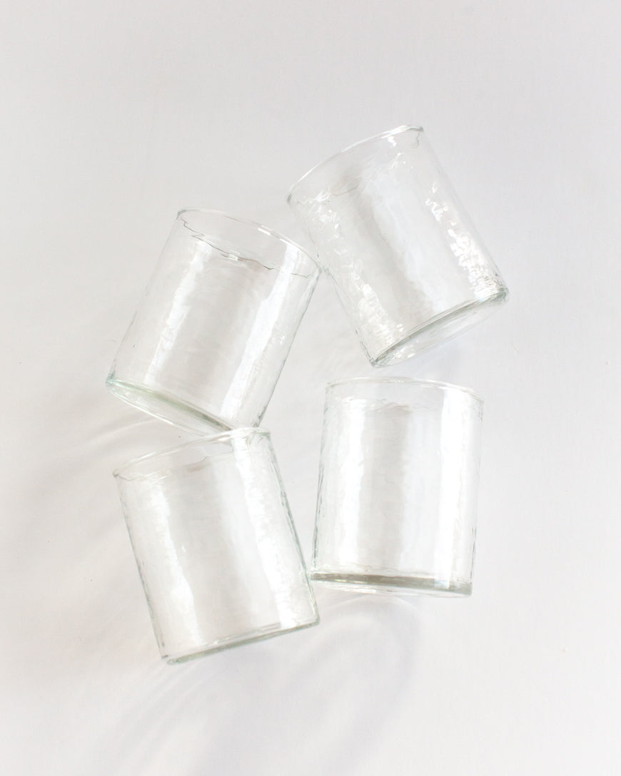 Hand-Blown Hammered Small Carafe with Glasses
