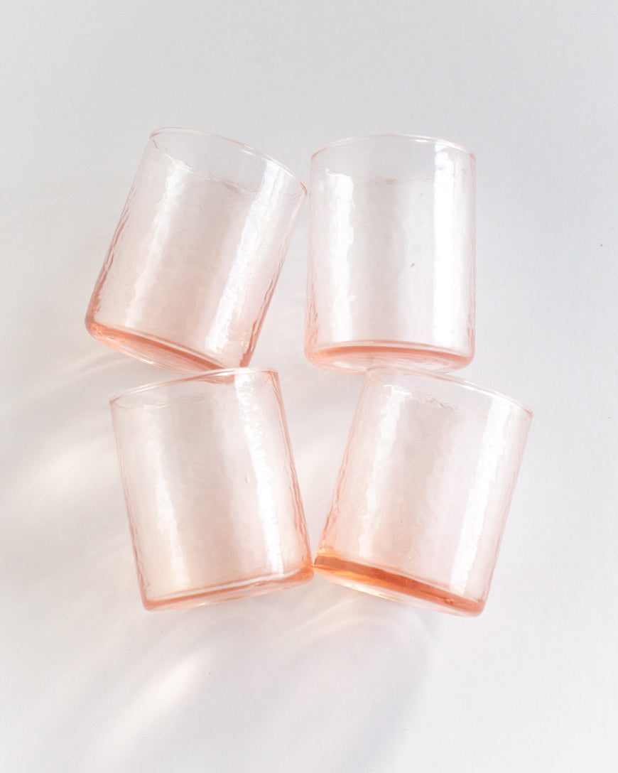 Hand-Blown Hammered Small Carafe with Glasses