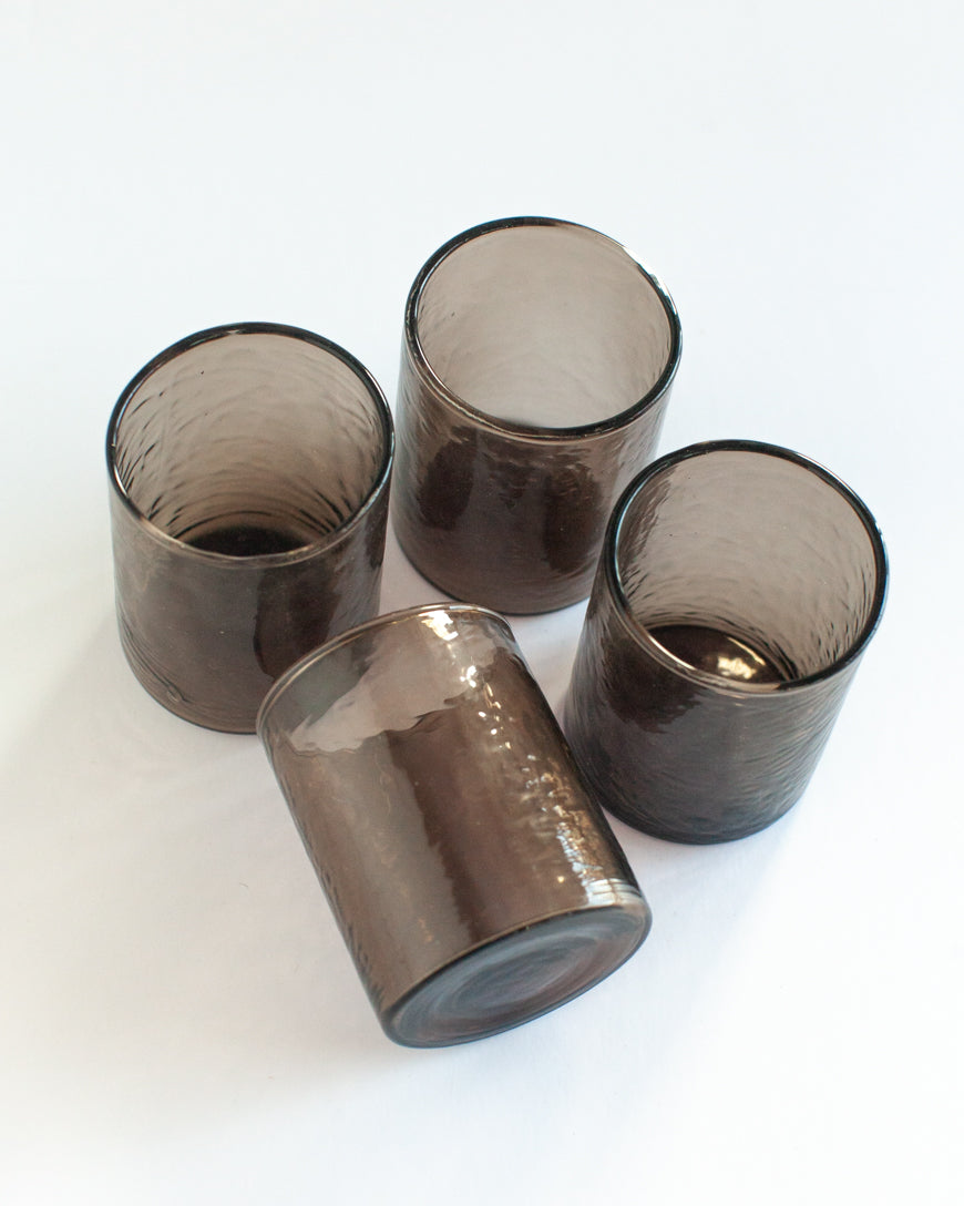 Hand-Blown Hammered Small Carafe with Glasses