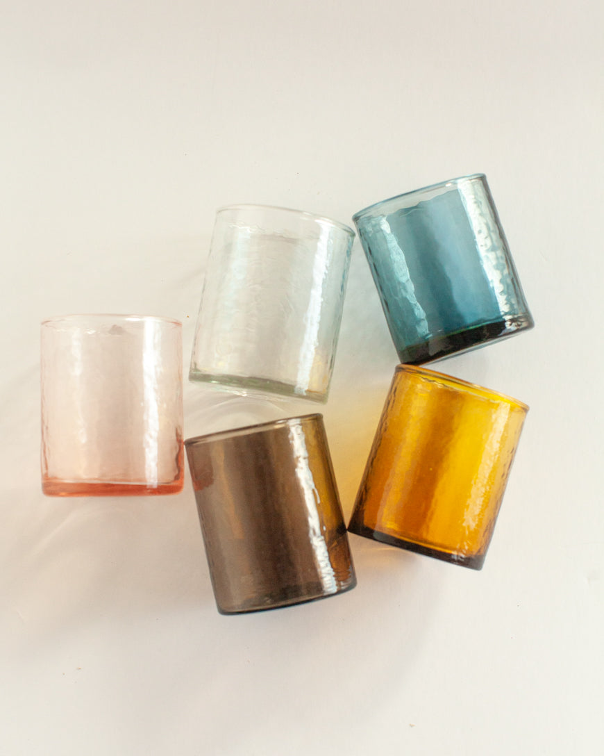 Hand-Blown Hammered Small Carafe with Glasses