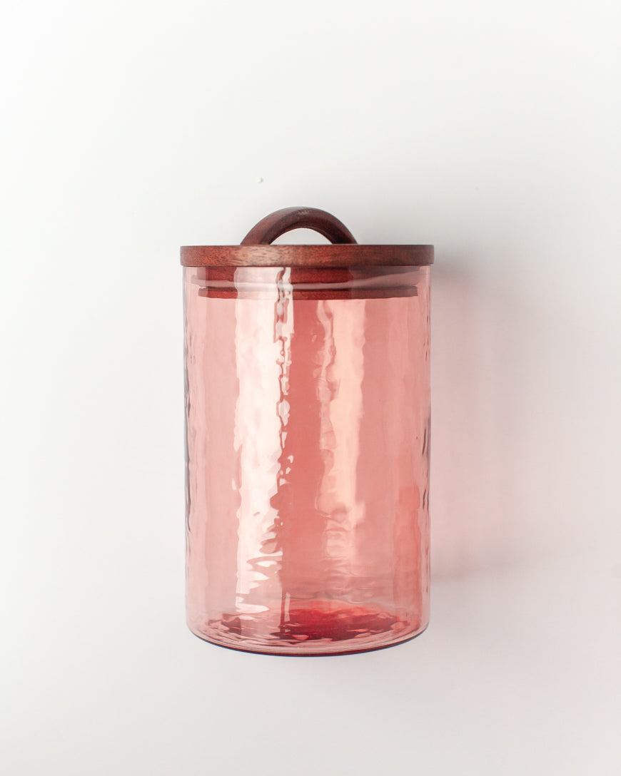 Hammered Glass Canisters with Wood Lids