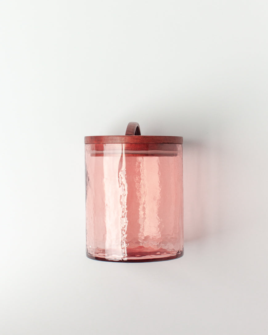 Hammered Glass Canisters with Wood Lids