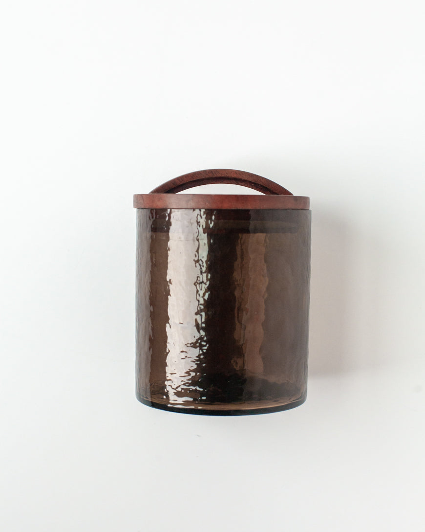 Hammered Glass Canisters with Wood Lids