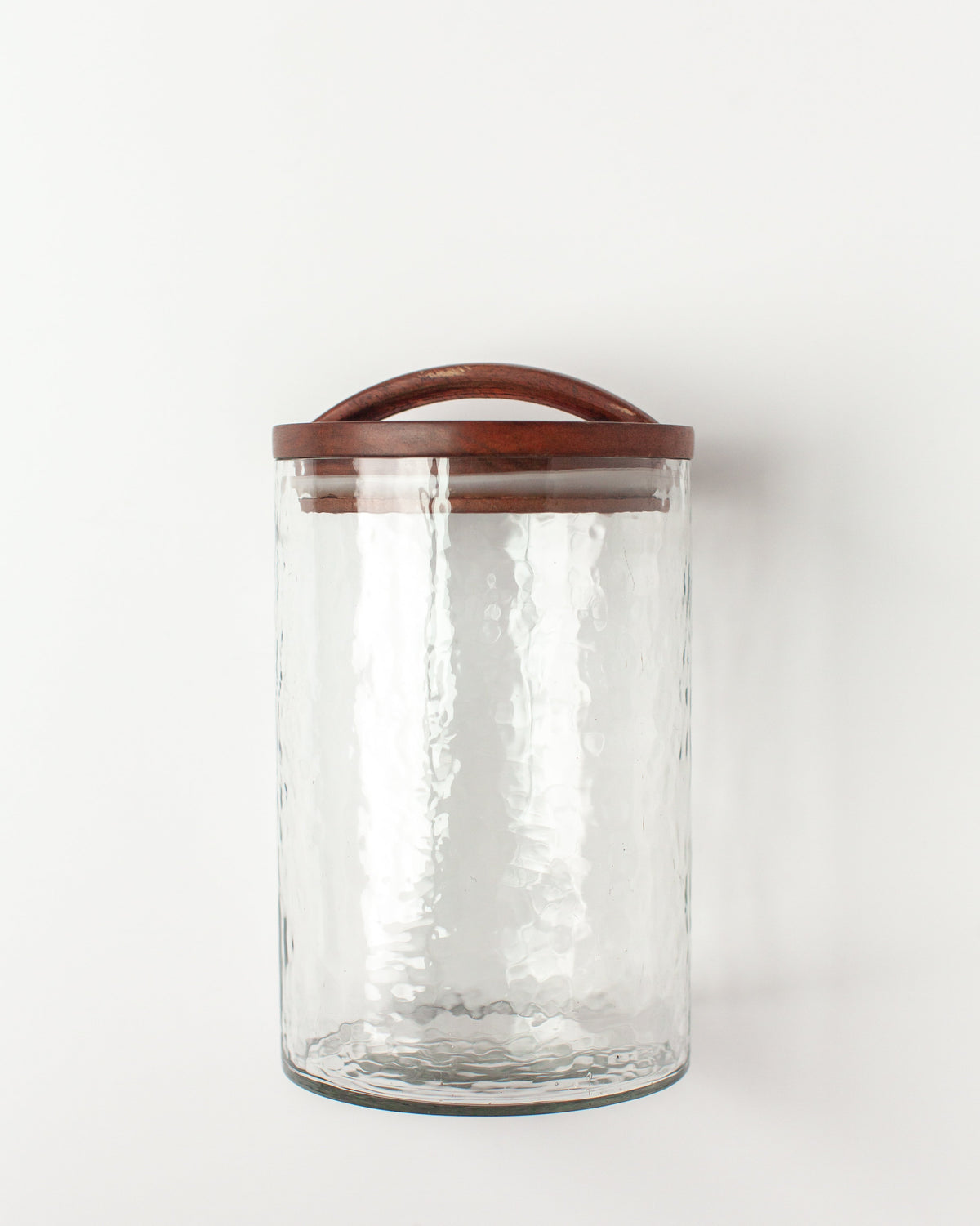 Hammered Glass Canisters with Wood Lids