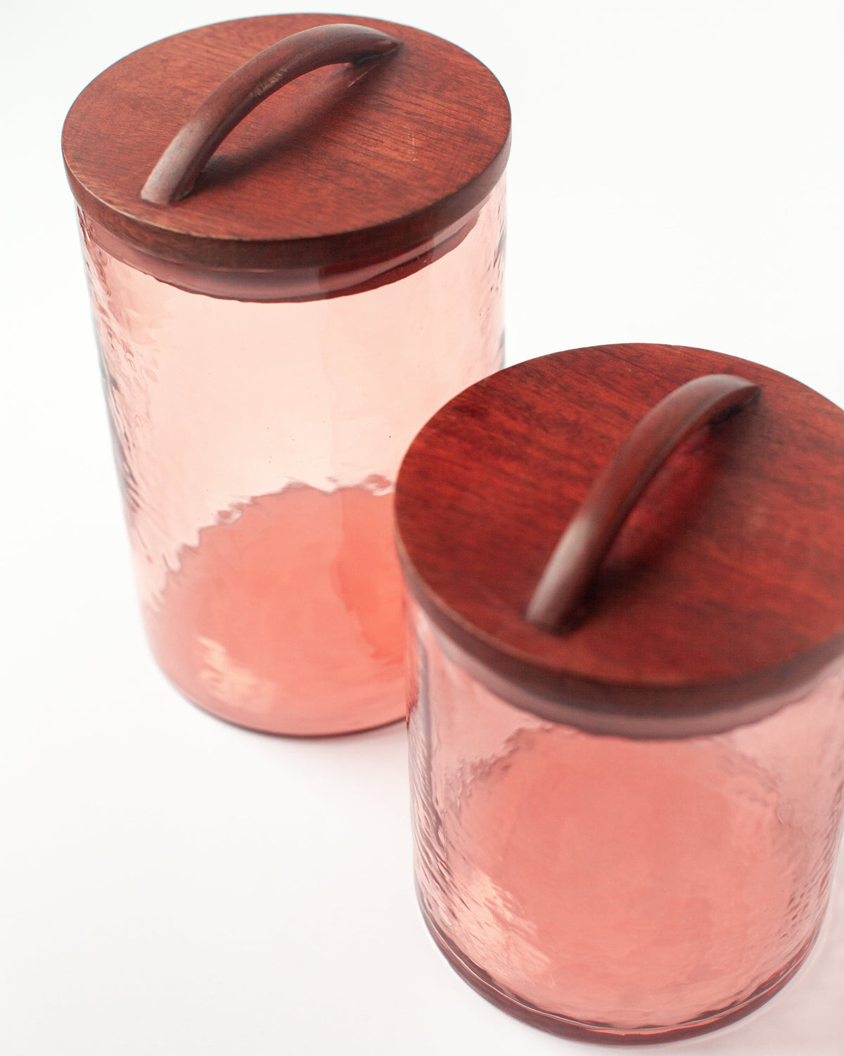 Hammered Glass Canisters with Wood Lids