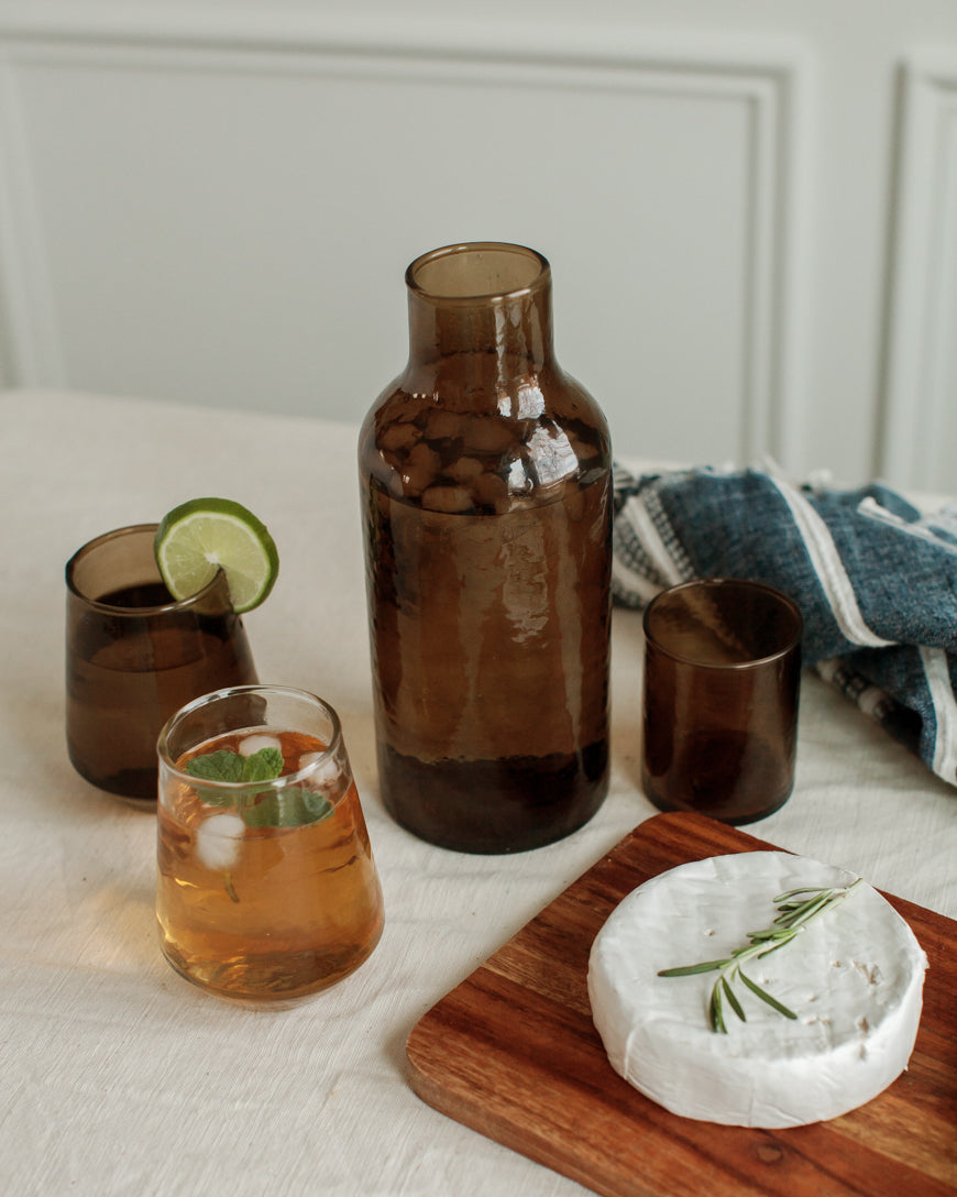 Hand-Blown Hammered Glass Carafe