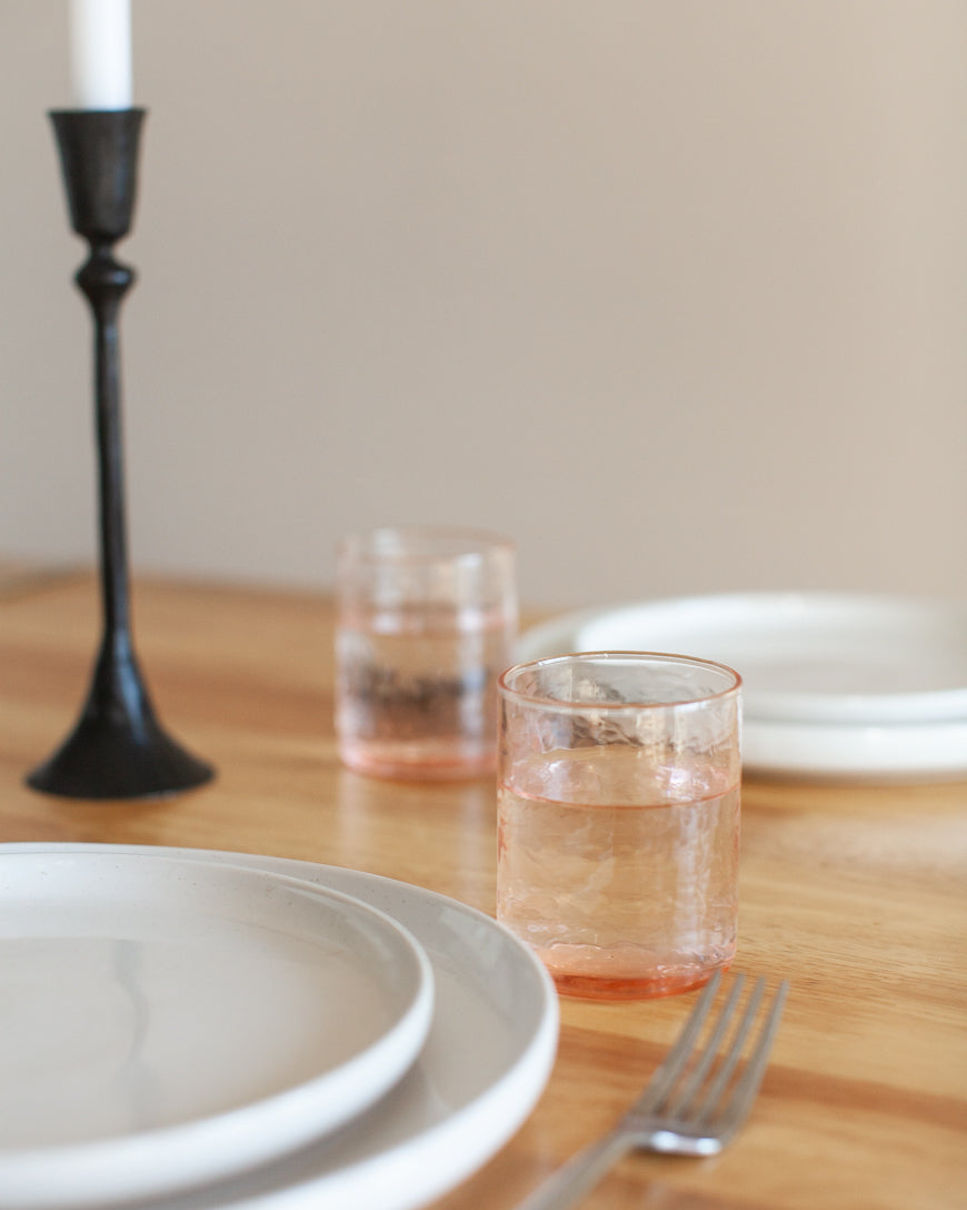 Hand-Blown Hammered Small Carafe with Glasses