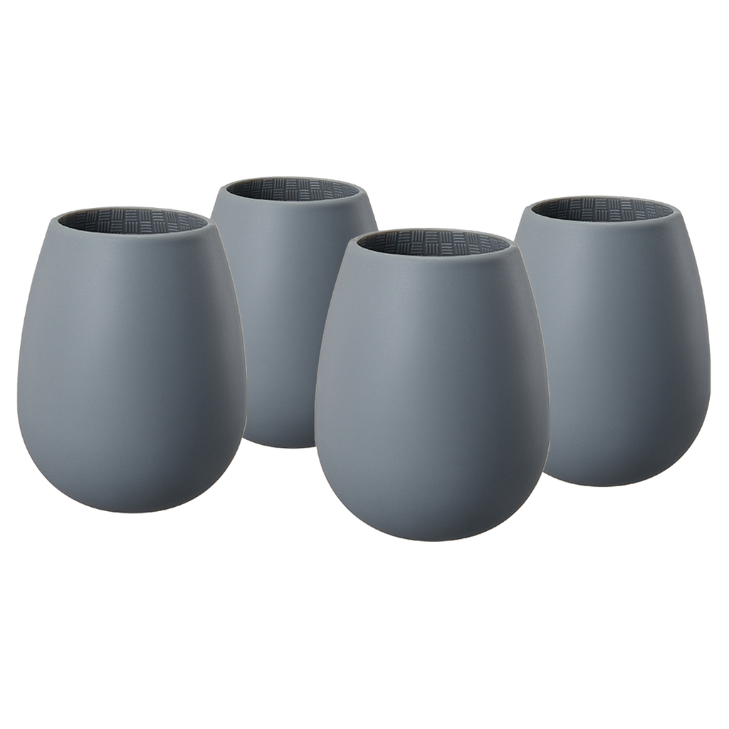 Unbreakable Silicone Stemless Wine Cups, Set of 4, Black
