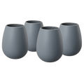Unbreakable Silicone Stemless Wine Cups, Set of 4, Black