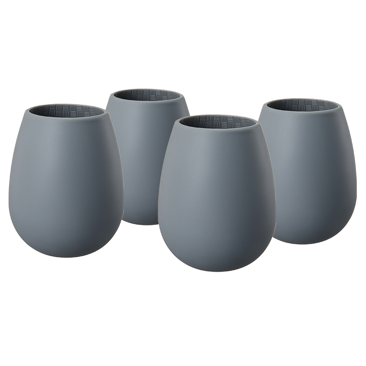 Unbreakable Silicone Stemless Wine Cups, Set of 4, Black