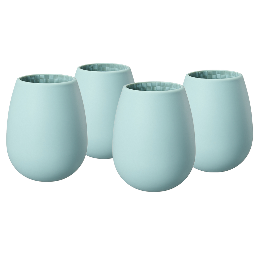 Unbreakable Silicone Stemless Wine Cups, Set of 4, Blue