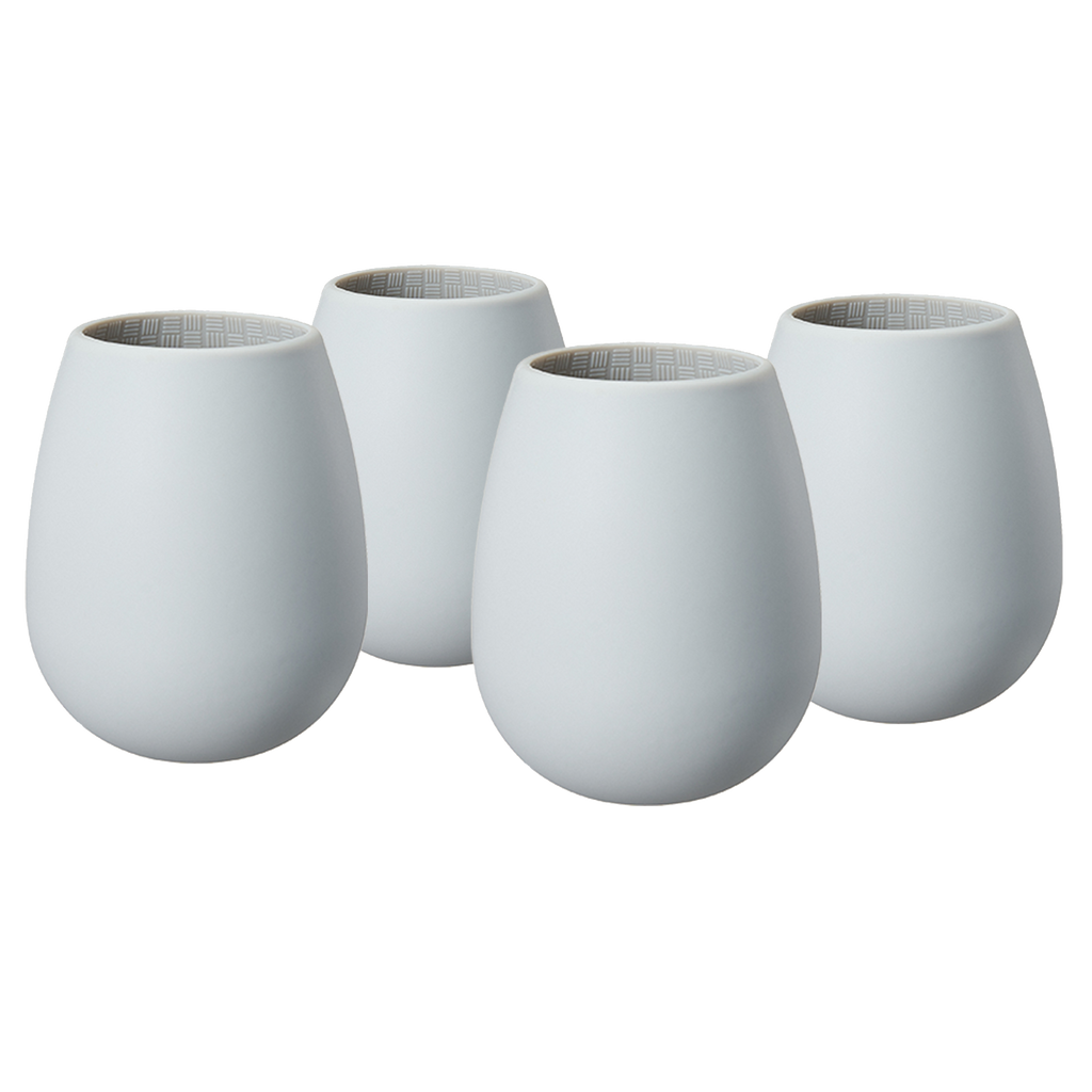 Unbreakable Silicone Stemless Wine Cups, Set of 4, Grey