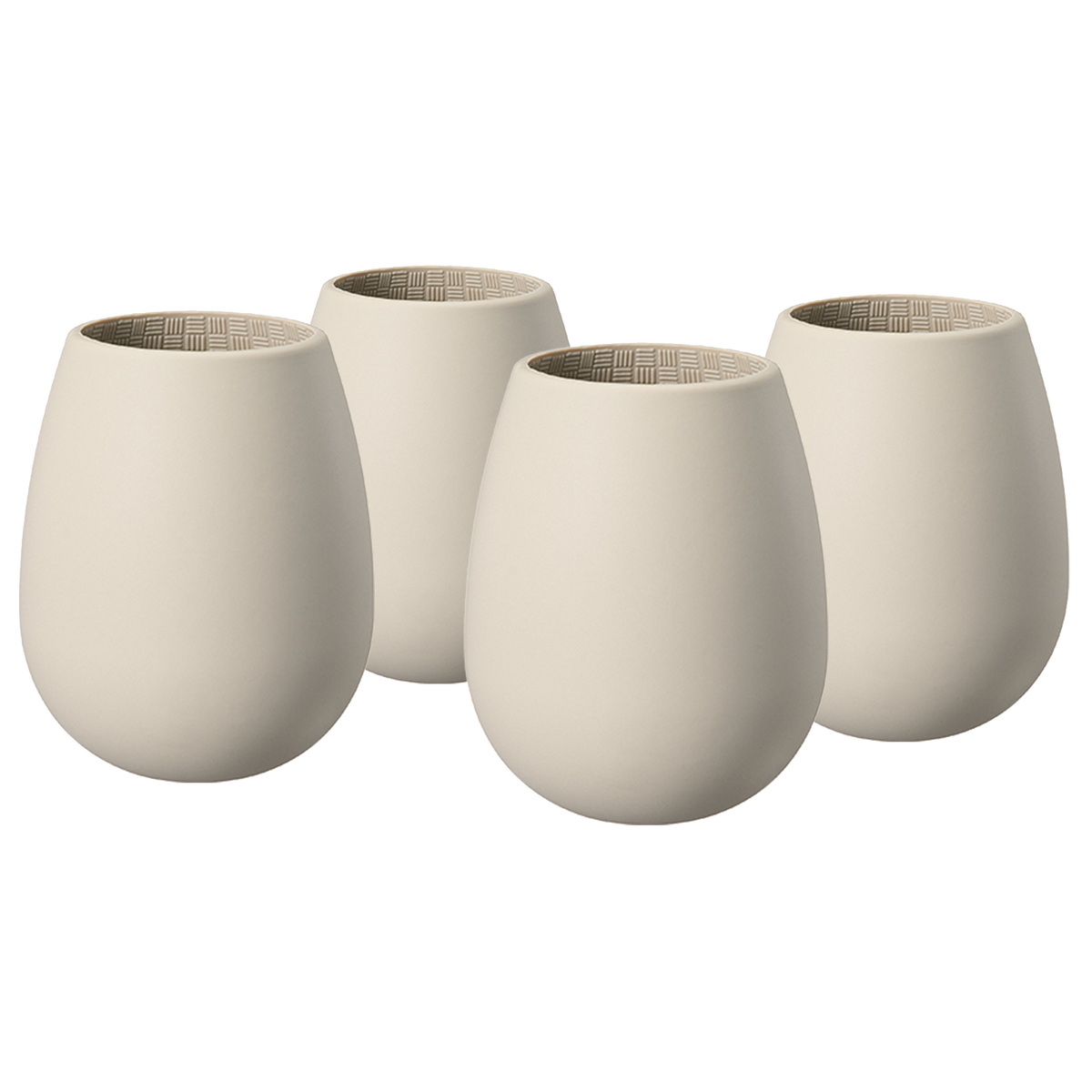 Unbreakable Silicone Stemless Wine Cups, Set of 4, Tan