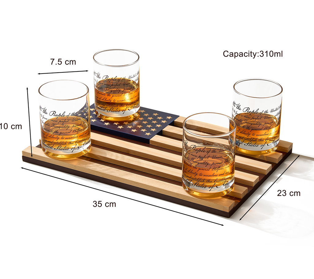 American Flag Old-Fashioned Whiskey Glasses, Set of 4