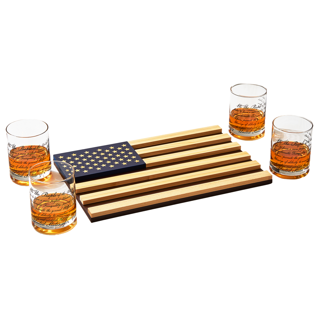 American Flag Old-Fashioned Whiskey Glasses, Set of 4