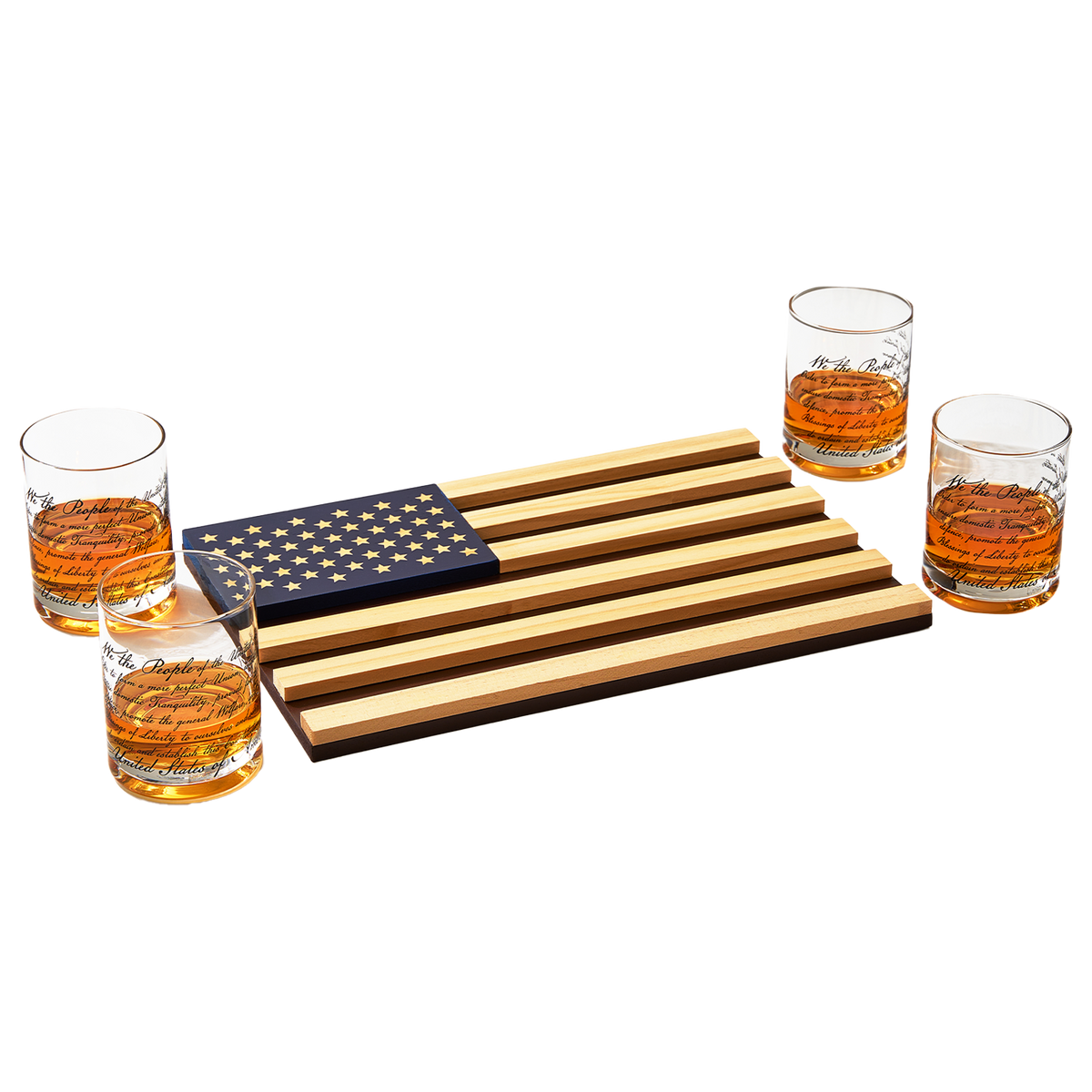 American Flag Old-Fashioned Whiskey Glasses, Set of 4