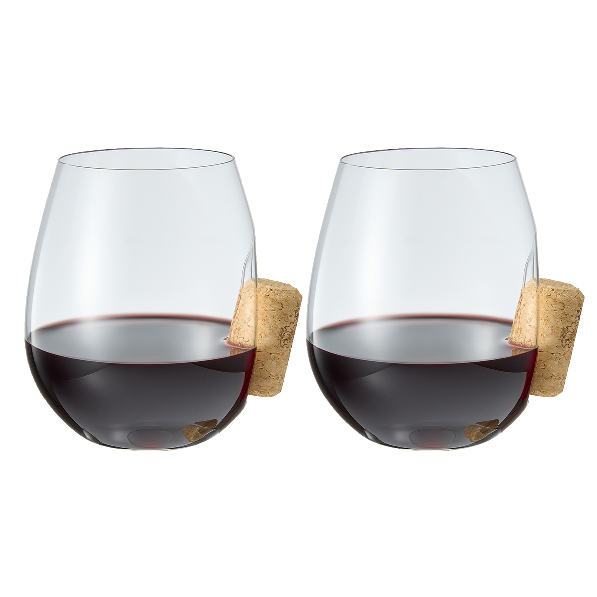 Wine Cork Stemless Wine Glasses, Set of 2