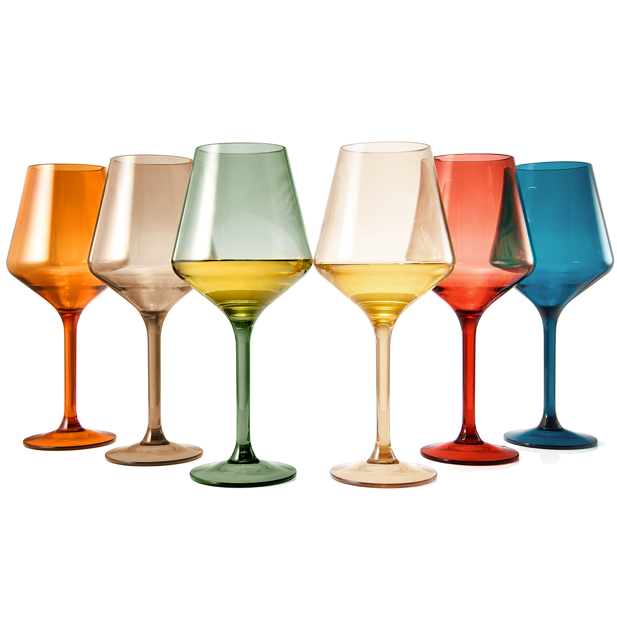 European-Style Acrylic Stemmed Wine Glasses, Muted Colors