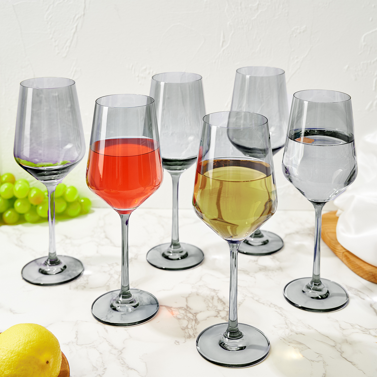 Colored Wine Glasses, 12 oz, Set of 6 (Gender Reveal)