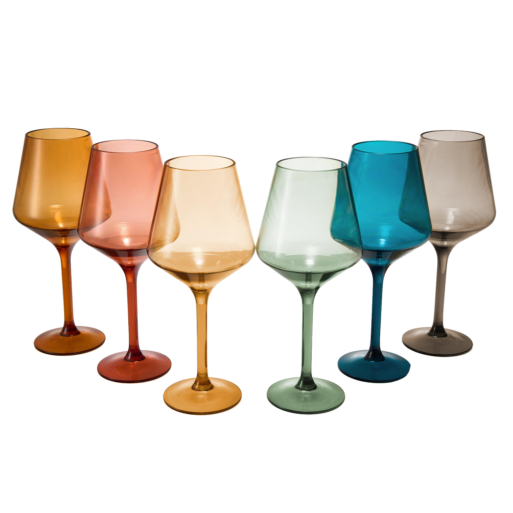 European-Style Acrylic Stemmed Wine Glasses, Muted Colors