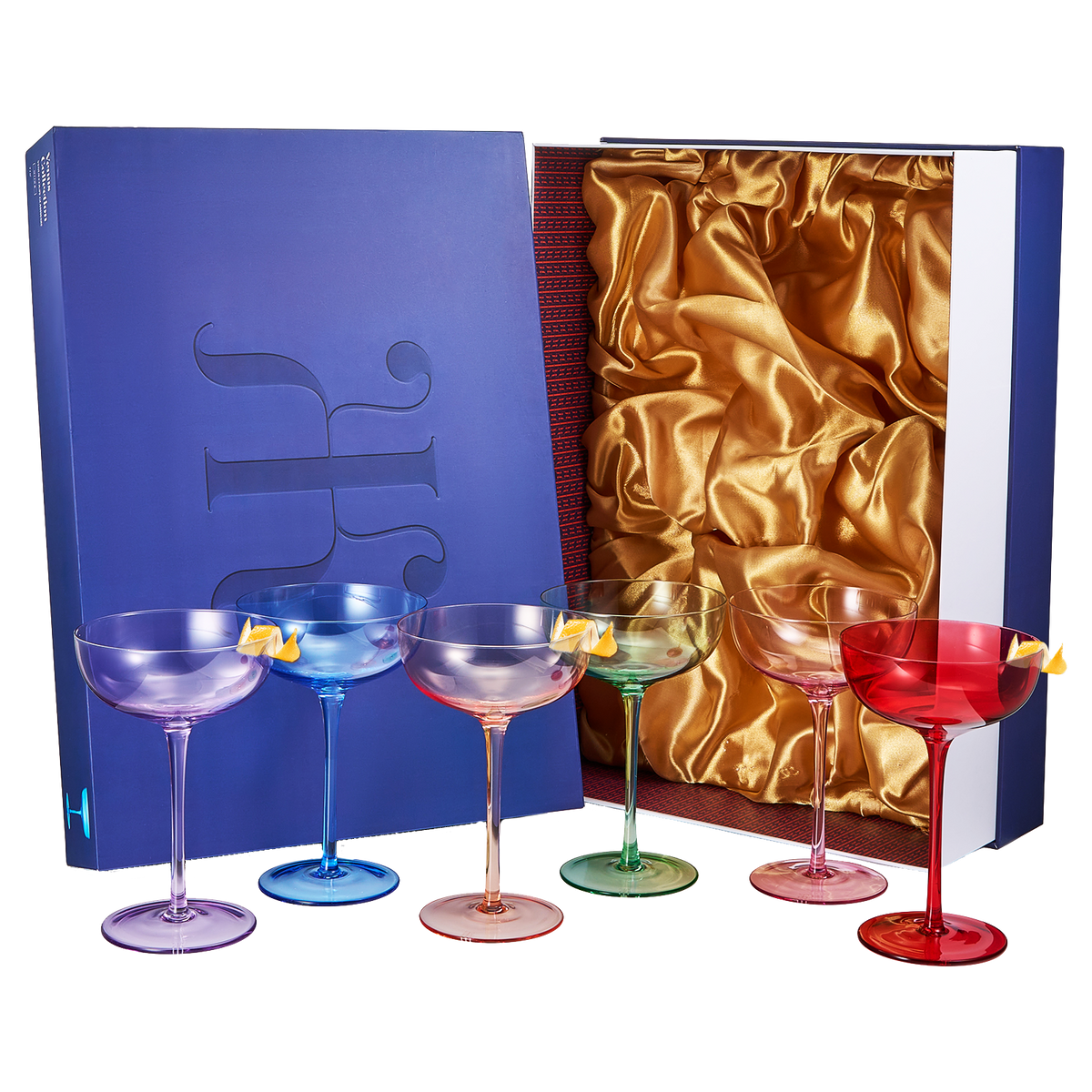 Colored Coupe Glasses, Set of 6