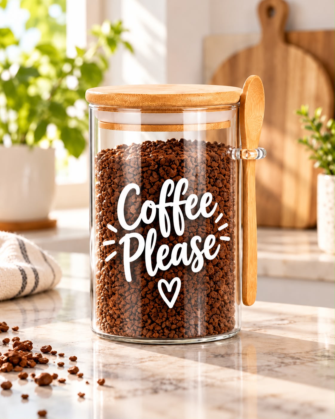 Coffee Please Glass Kitchen Jar