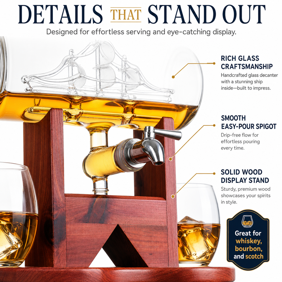 Ship Whiskey Decanter Set