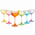 Colored Art Deco Coupe Glasses, 12 oz, Set of 6