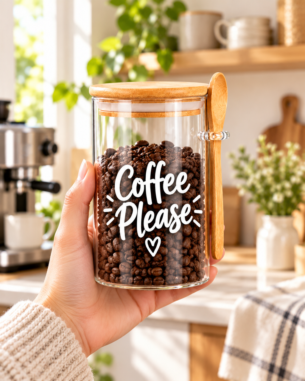 Coffee Please Glass Kitchen Jar