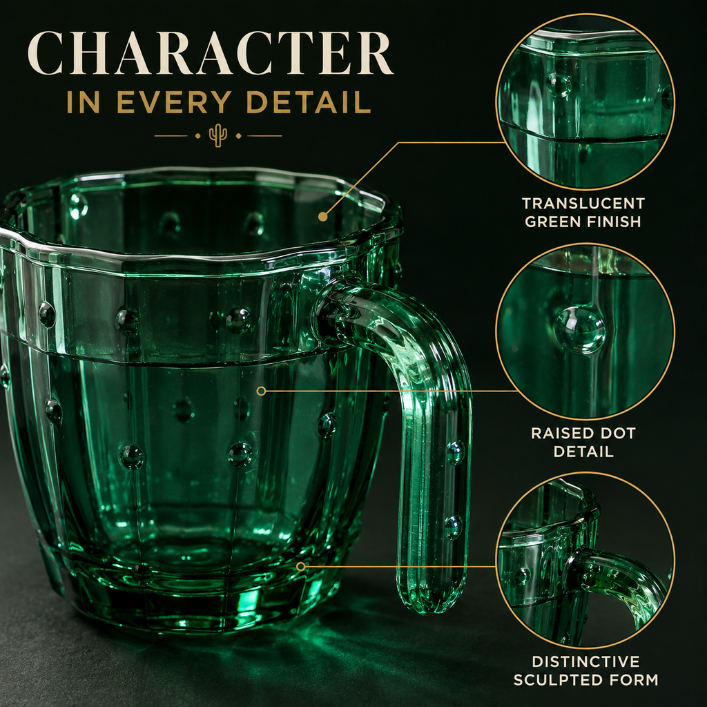 Cactus Stackable Glasses with Handles, 10 oz, Set of 6