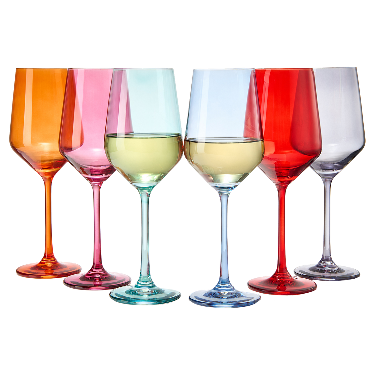 Colored Wine Glasses, Set of 6
