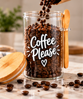 Coffee Please Glass Kitchen Jar
