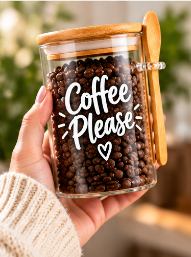 Coffee Please Glass Kitchen Jar