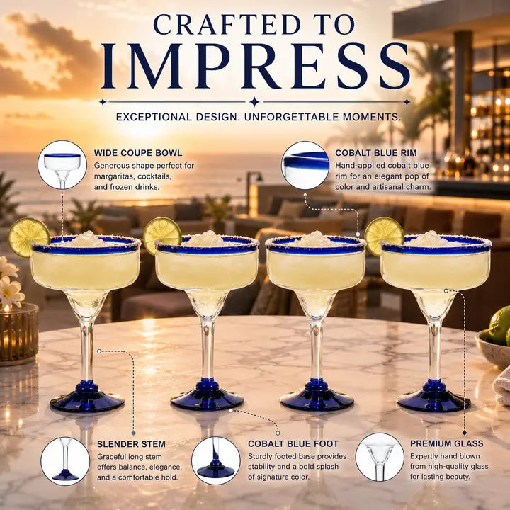 Hand-Blown Margarita Glasses