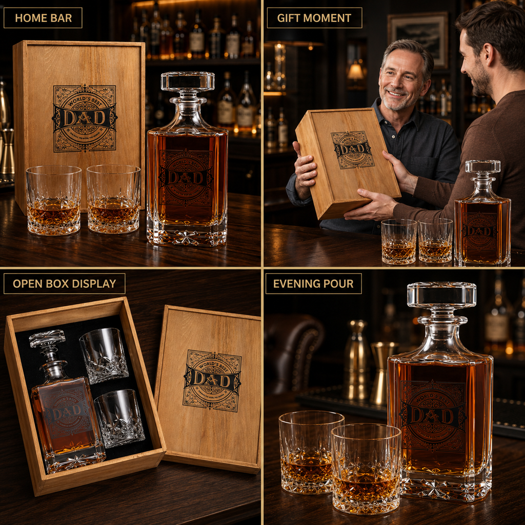 Whiskey Decanter Gift Set, 730 ml, with 2 Glasses