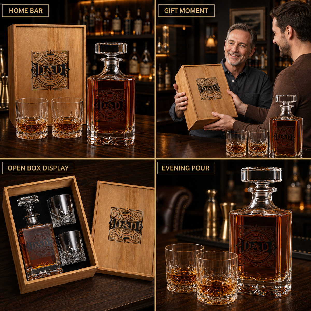 Whiskey Decanter Gift Set, 730 ml, with 2 Glasses