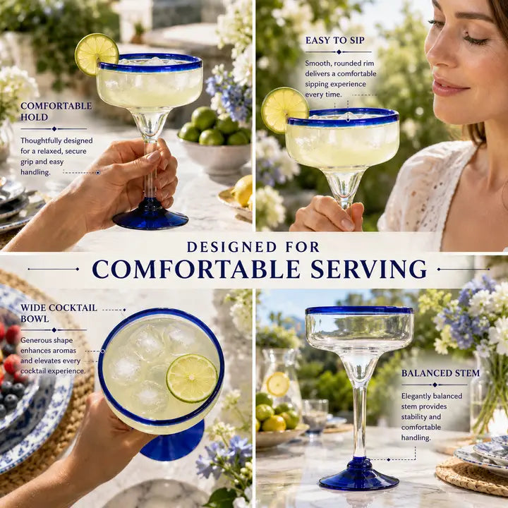 Hand-Blown Margarita Glasses